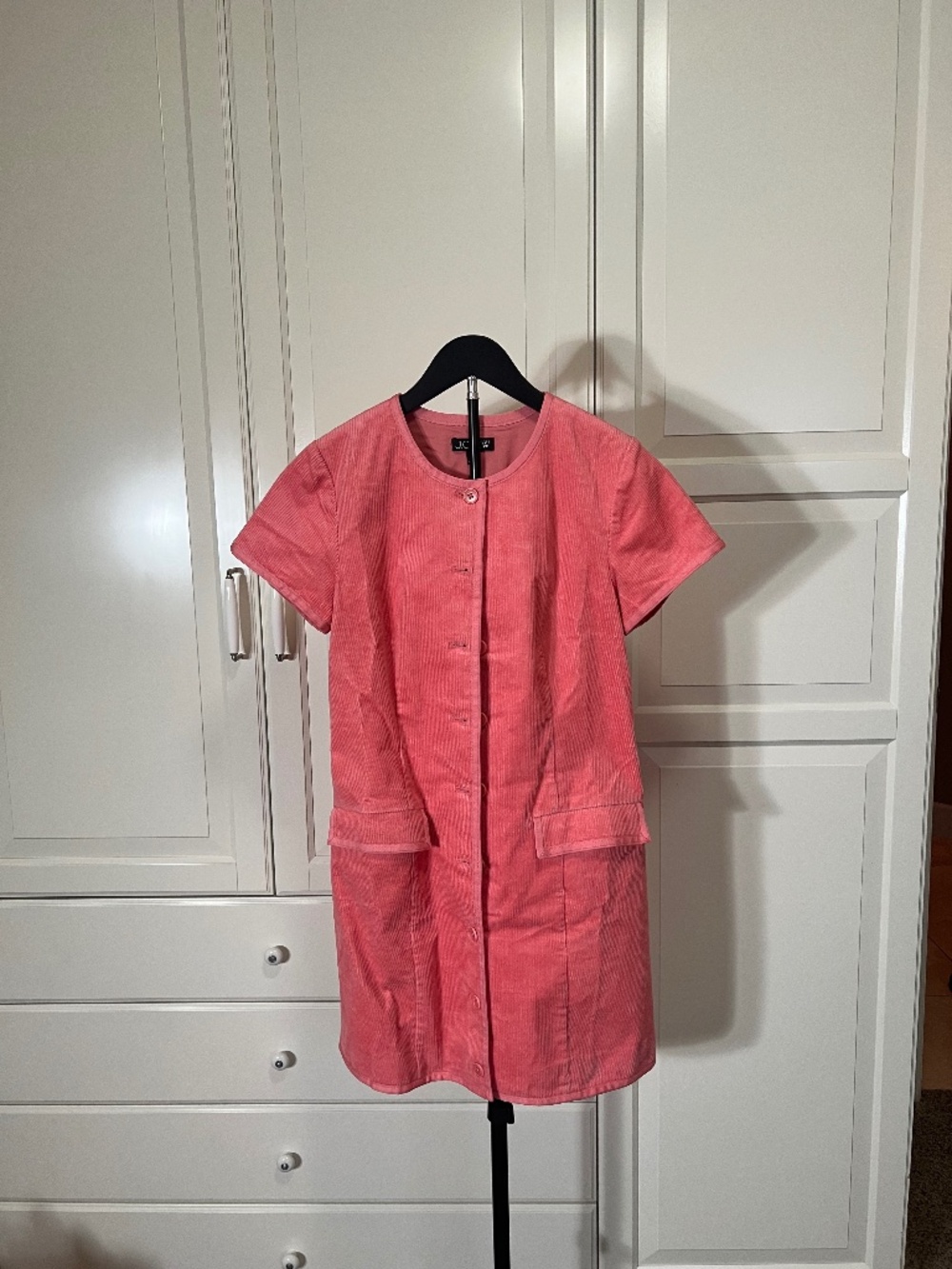 Coral Corduroy Button-Front Dress 6 NEW